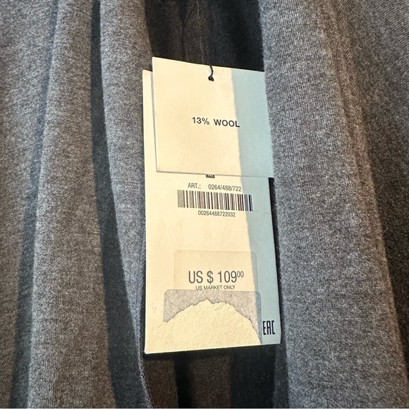 New Zara $109 Wool Blend Gray Oversized Cape Shawl 0264/488 Medium - Picture 9 of 15